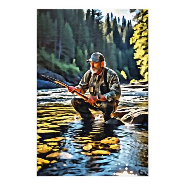*~* Man Stream Nature  AP49 Fishing Art Photo Print (Front)