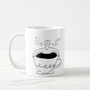 Man submerged in a cup of coffee