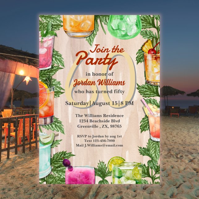 Man Summer Backyard Cocktail 60th Birthday Party  Invitation (Creator Uploaded)