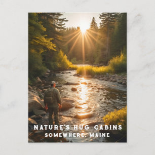 *~* Man Sun Fishing Stream Maine Peace AP49  Postcard