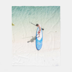 Man surfing on beach fleece blanket