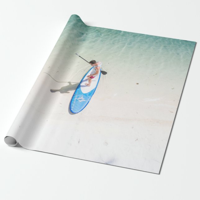 Man surfing on beach wrapping paper (Unrolled)