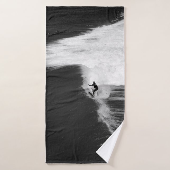 MAN SURFING ON BIG WAVES BATH TOWEL (Bath Towel)