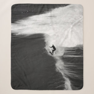 MAN SURFING ON BIG WAVES SHERPA BLANKET