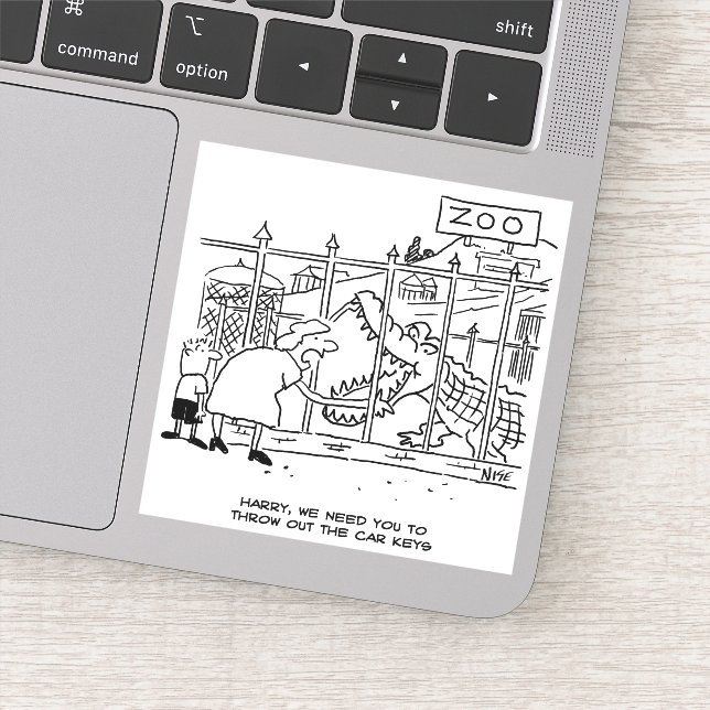 Man swallowed by crocodile cartoon (Detail)