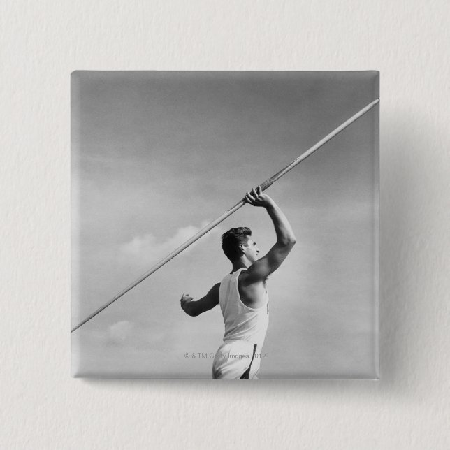 Man Throwing Javelin 15 Cm Square Badge (Front)