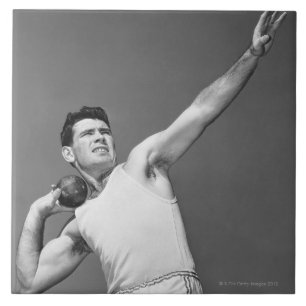 Man Throwing Shotput Ceramic Tile