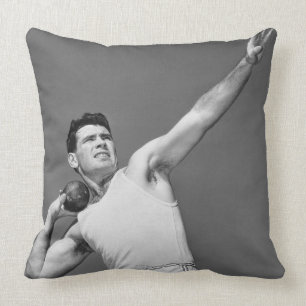 Man Throwing Shotput Cushion
