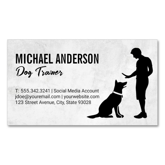 Man Training Dog Magnetic Business Card (Front)