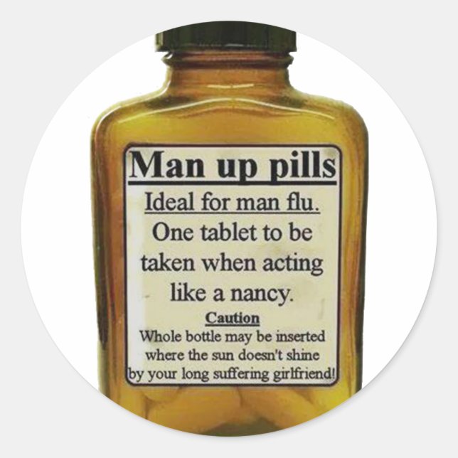Man Up Pills Classic Round Sticker (Front)