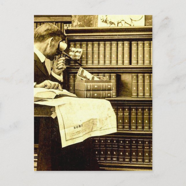 Man Viewing Stereoview Cards Vintage (Front)
