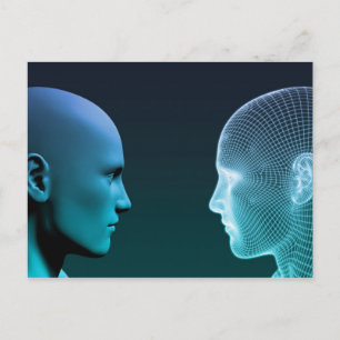 Man vs Machine Competing in the Future Postcard