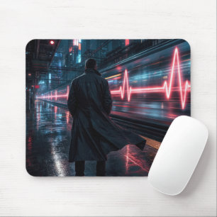 Man Waiting at the Train Station Mouse Pad