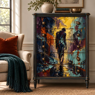 Man Walking Away Abstract Urban Decoupage Tissue Paper