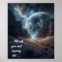 Man walking in the desert towards the full moon