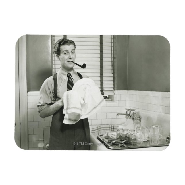Man Washing Dishes Magnet (Horizontal)