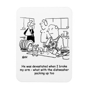 Man Washing the Dishes Cartoon. Magnet