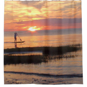 Man  Water Boarding on Cape Cod Harbour Shower Curtain