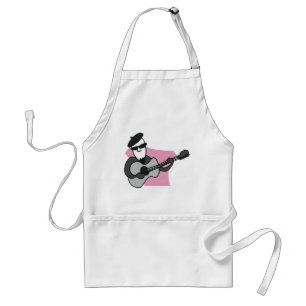 Man Wearing Beret Playing Acoustic Guitar Standard Apron