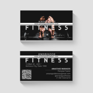 Man Weightlifting Fitness Black White Business Card