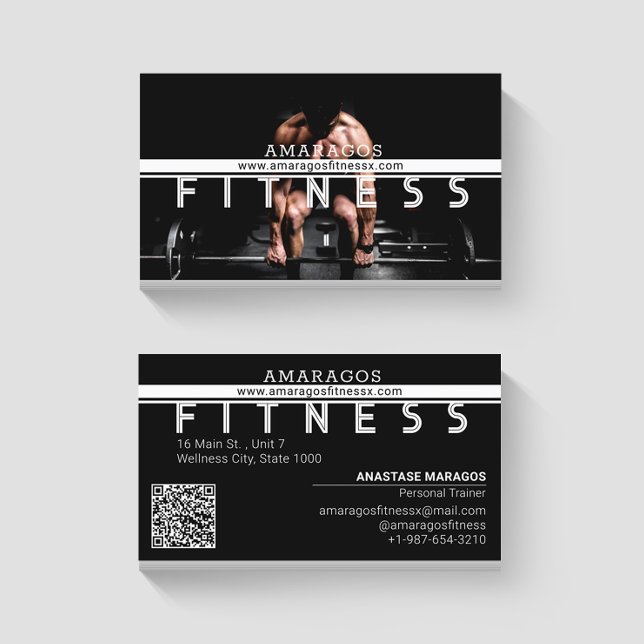 Man Weightlifting Fitness Black White Business Card (Creator Uploaded)
