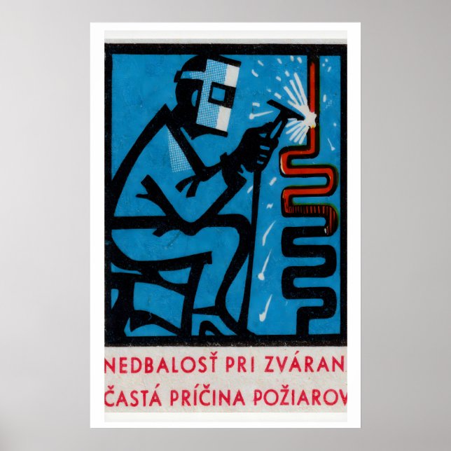 Man Welding - Matchbox Print - Czech Wall Art (Front)