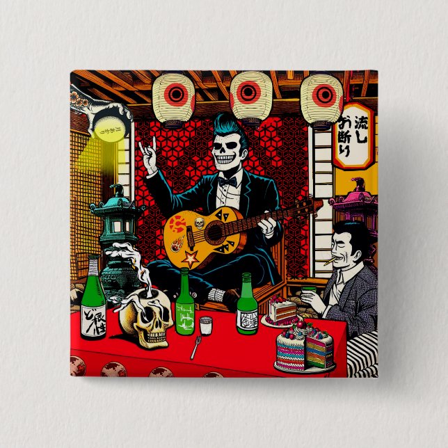 Man who gets requests 15 cm square badge (Front)