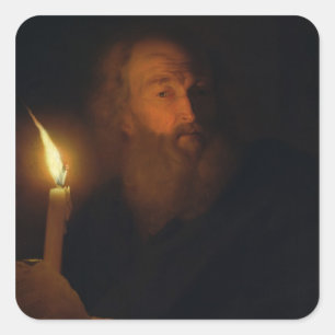 Man with a Candle Square Sticker