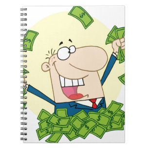 Man with a lot of money notebook
