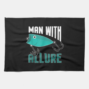 Man With Allure Fishing Lure Pun Fisherman T-Shirt Tea Towel