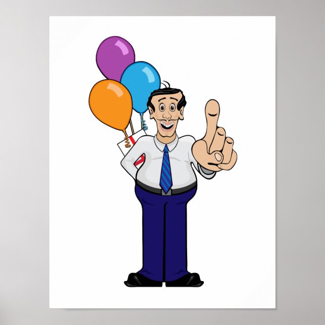 Man with Balloons Poster (Front)