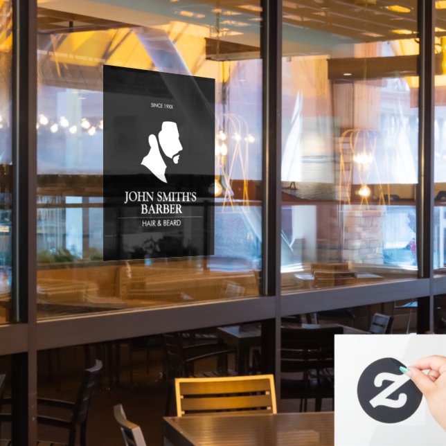 Man With Beard Barber Logo (Restaurant Window)