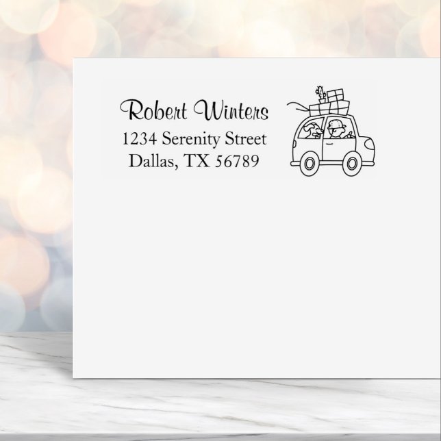 Man with Dog Driving Car Cartoon Self-inking Stamp (Creator Uploaded)