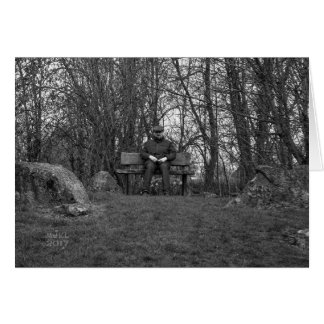 Man with Flat Cap on Bench card.