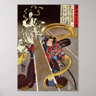 Man with Fox Goddess Kuniyoshi Fine Art Poster