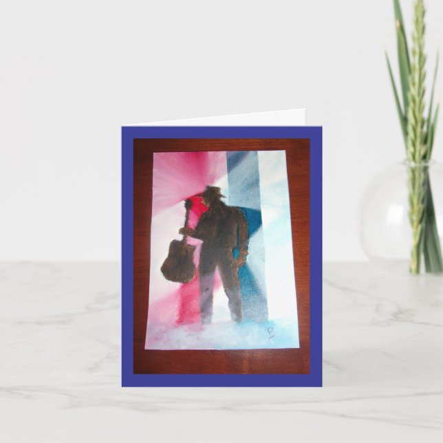 Man With Guitar Note Card Blank Inside (Front)