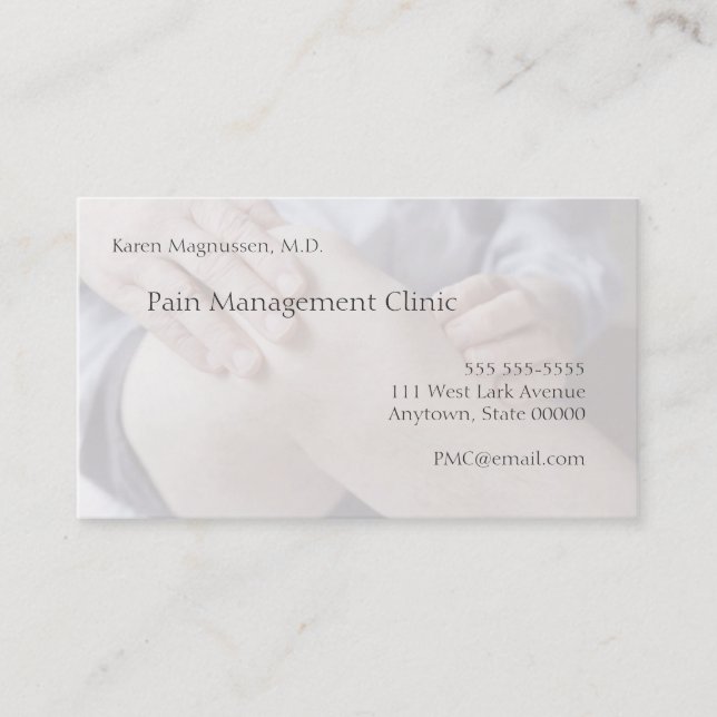 Man with knee injury business card (Front)