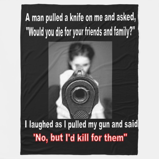 MAN with KNIFE Fleece Blanket (Front)