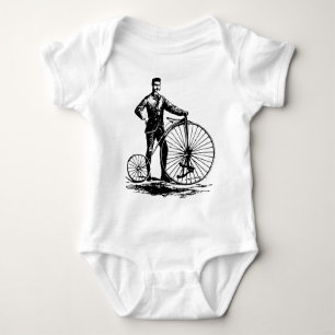 Man with Penny Farthing - Black Baby Bodysuit