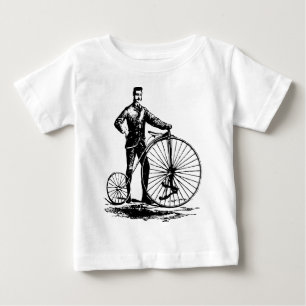 Man with Penny Farthing - Black Baby T-Shirt