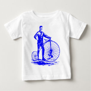 Man with Penny Farthing - Blue Baby T-Shirt