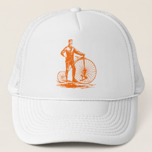 Man with Penny Farthing - Orange Trucker Hat