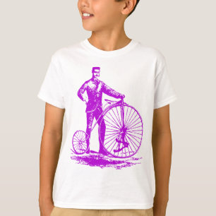 Man with Penny Farthing - Purple T-Shirt