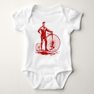 Man with Penny Farthing - Ruby Red Baby Bodysuit