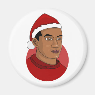 Man with Santa Claus hat cartoon Magnet
