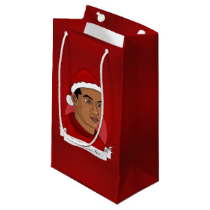 Man with Santa Claus hat cartoon Small Gift Bag