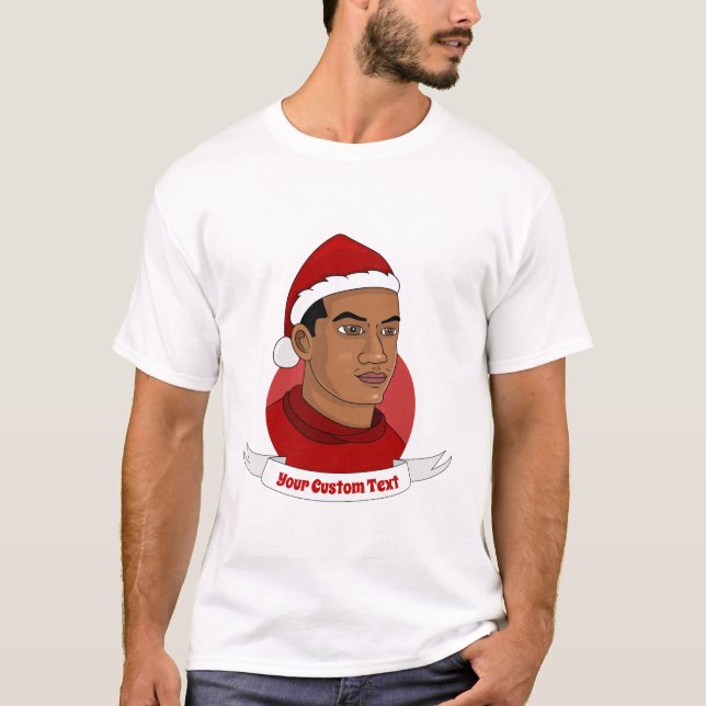 Man with Santa Claus hat cartoon T-Shirt (Front)
