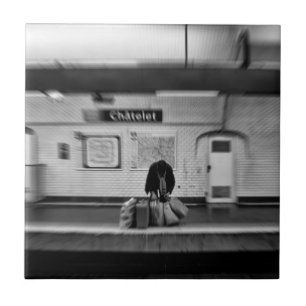 Man with shopping bags in subway (Chatelet) Ceramic Tile