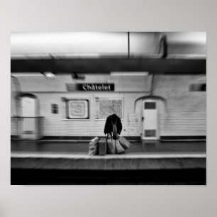 Man with shopping bags in subway (Chatelet) Poster