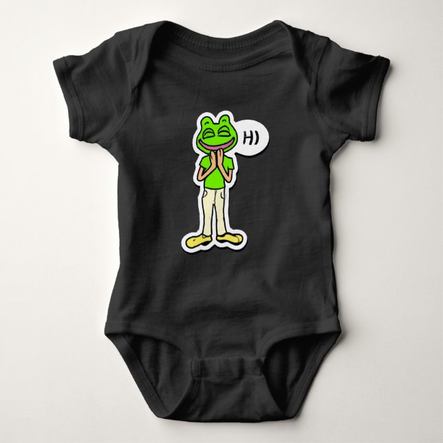 Man with Smiling Frog Head AI Art Baby Bodysuit (Front)